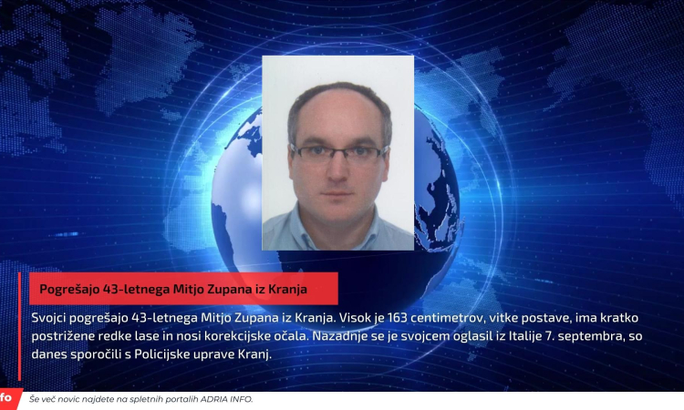 Pogrešajo 43-letnega Mitjo Zupana iz Kranja